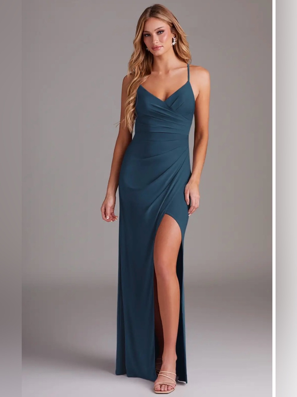 Azazie Blue Sleeveless Maxi Dress for Weddings